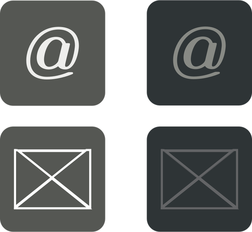 Illustrazione vettoriale di un insieme di pulsanti di e-mail in scala di grigi